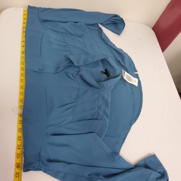 Torrid Womens Madison Button Up Top Size 2X Blue Old Money Demure Office NWT - Picture 7 of 14